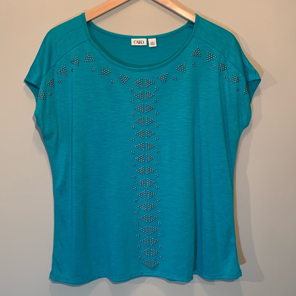 Cato Turquoise Studded Top